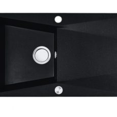 Laveo GRENADA csepptálcás matt fekete mosogató automata dugókiemelős, helytakarékos szifonnal - SRG_711B