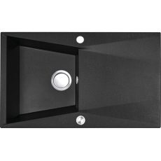 Laveo GRENADA csepptálcás szemcsés fekete mosogató automata dugókiemelős, helytakarékos szifonnal - SRG_711T