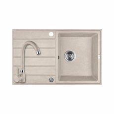 Laveo MARGARITA bézs szett álló csappal, automata dugókiemelős, helytakarékos szifonnal - SRMA_411T