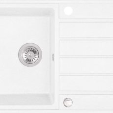 Laveo MARGARITA csepptálcás fehér mosogató automata dugókiemelős, helytakarékos szifonnal - SRM_611T