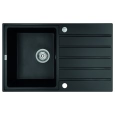 Laveo MARGARITA csepptálcás matt fekete mosogató automata dugókiemelős, helytakarékos szifonnal - SRM_711B