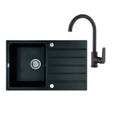 Laveo MARGARITA matt fekete szett álló csappal, dugókiemelős szifonnal - SRM_711BL