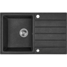 Laveo MARGARITA csepptálcás szemcsés fekete mosogató automata dugókiemelős, helytakarékos szifonnal - SRM_711T