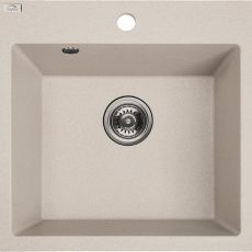 PAULO gránit egymedencés bézs mosogató szifonnal, 49x49x21,4 cm