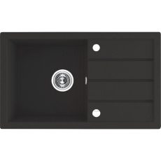 Laveo RINA csepptálcás szemcsés fekete mosogató, automata dugókiemelős, helytakarékos szifonnal - SRP_711T