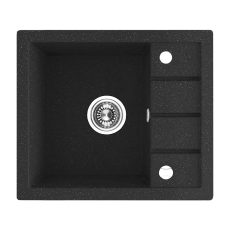 Laveo RINA MINI csepptálcás mosogató, szemcsés fekete, automata dugókiemelős, helytakarékos szifonnal - SRP_713T