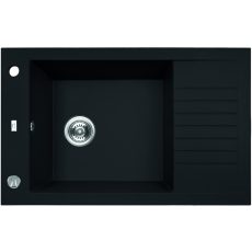 Laveo PIONIER minicsepptálcás matt fekete mosogató automata dugókiemelős, helytakarékos szifonnal - SRR_713B