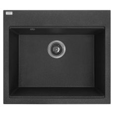 RIO 6 egymedencés gránit fekete mosogató szifonnal, 57x50x21,5 cm