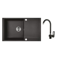 LAVEO HUNTER szemcsés fekete egymedence csepptálcás szett - SRUA_711T