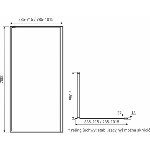 Techno 90x200 cm Walk-in zuhanykabin - Image 5