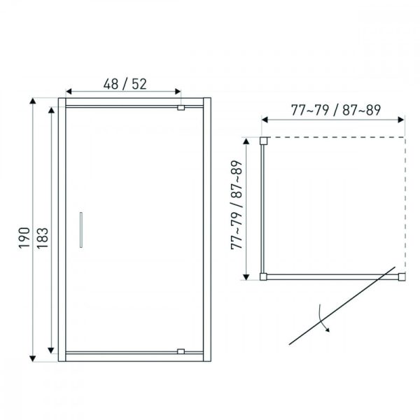 Tomar 80x80 cm szögletes zuhanykabin zuhanytálca nélkül - Image 3