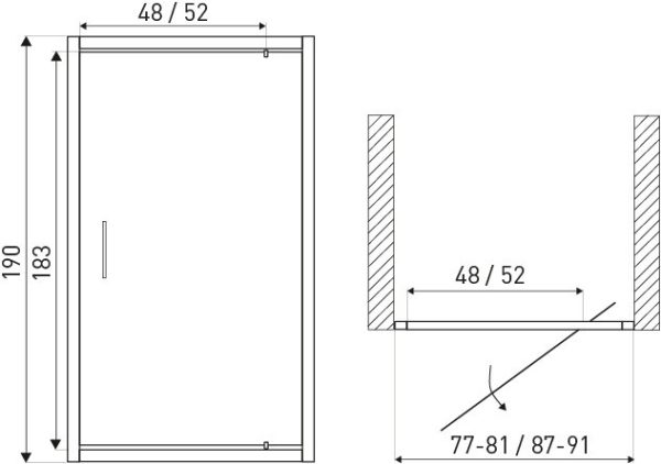 Tomar Dr 90x190 cm nyíló zuhanyajtó - Image 2