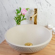 LAVEO AMBER kerek gránit mosdó túlfolyó nélkül, bézs - VGR1421T