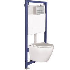 LAVEO AKAN / DESNA WC-szett rejtett fali tartállyal, króm öblítővel, fali WC-vel, keskeny ülőkével - VMDA600S