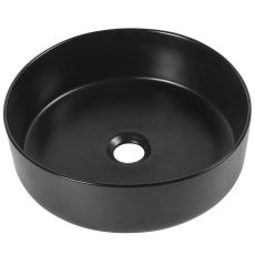 LAVEO DESNA kerek kerámia mosdó túlfolyó nélkül, matt fekete - VUD_B236