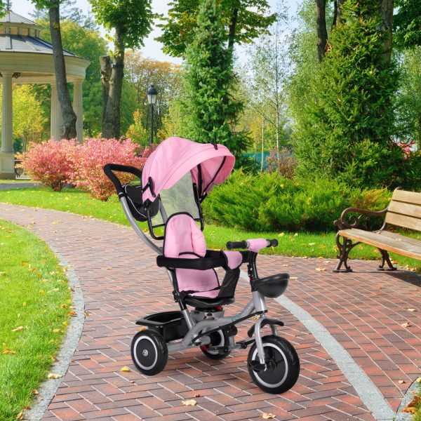 Tricikli háromkerekű forgatható üléssel összecsukható napellenzővel 2in1 rózsaszín - Image 8