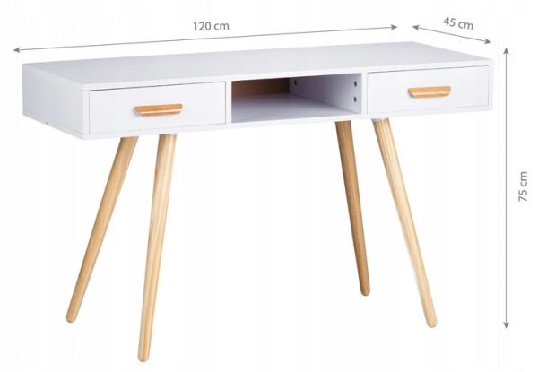 Íróasztal két fiókkal 120x45x75 cm - Image 5