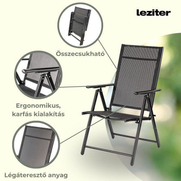 Lugo összecsukható fémvázas kerti szék - Image 5