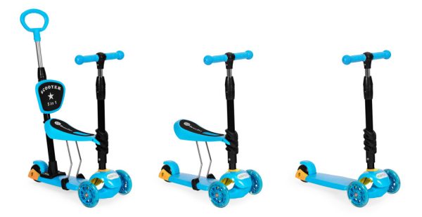 Háromkerekű roller Led kerekekkel 3 az 1-ben kék - Image 8