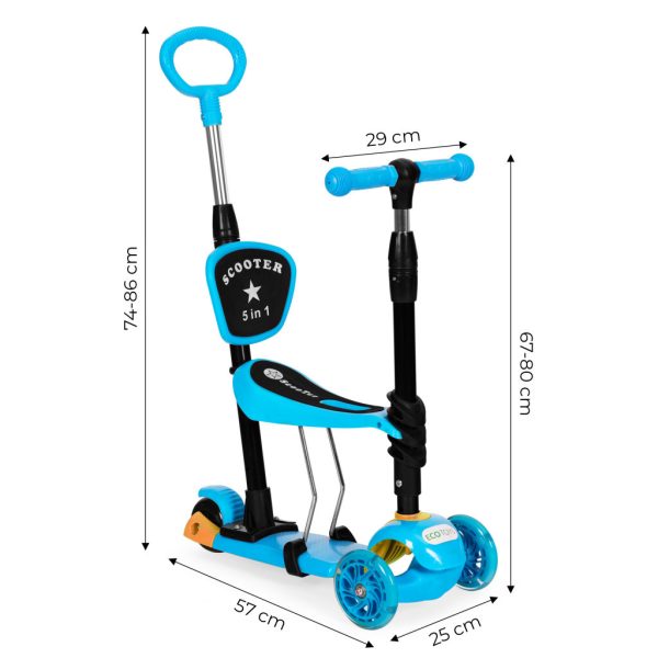 Háromkerekű roller Led kerekekkel 3 az 1-ben kék - Image 9