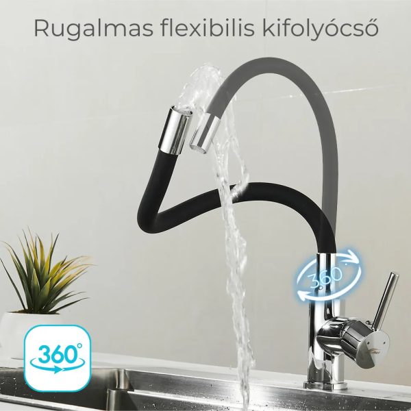 Corin álló mosogató csaptelep flexibilis kifolyócsővel fekete - Image 2
