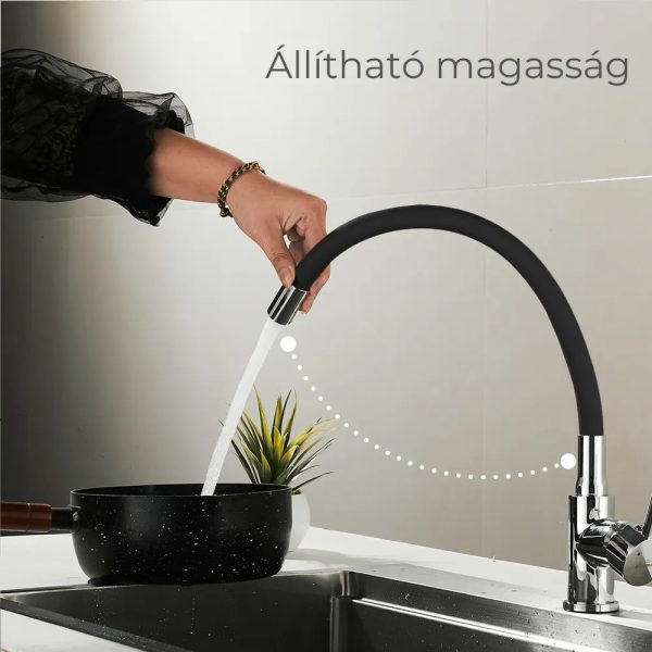 Corin álló mosogató csaptelep flexibilis kifolyócsővel fekete - Image 3