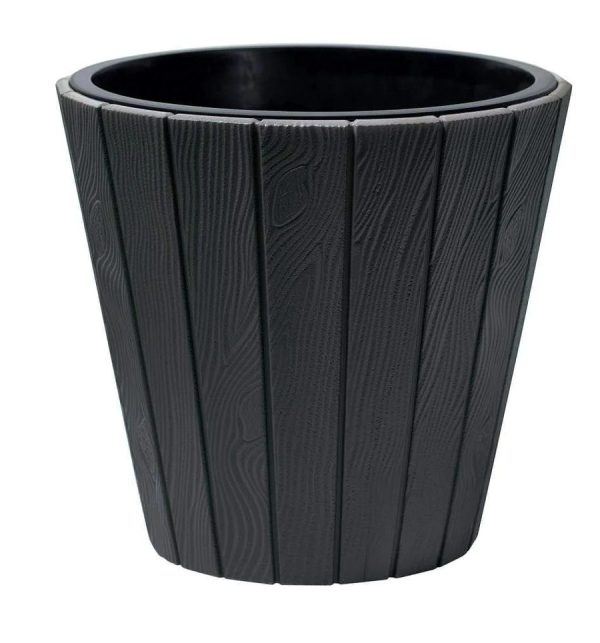 Woodee Kerek Virágtartó 35CM ANTRACIT