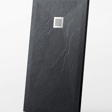 Niwell Nadin fekete szögletes palakő textúrás műmárvány zuhanytálca