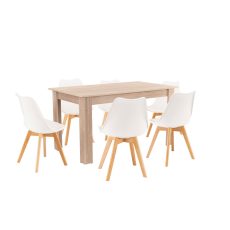 Zara 6+1 étkező garnitúra fehér-sonoma tölgy - LYET140ST_DA232AW_6