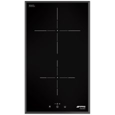 SMEG DOMINO INDUKCIÓS FŐZŐLAP, Universal design, 30 cm, 2 főzőzóna, lekerekített él, fekete üveg
