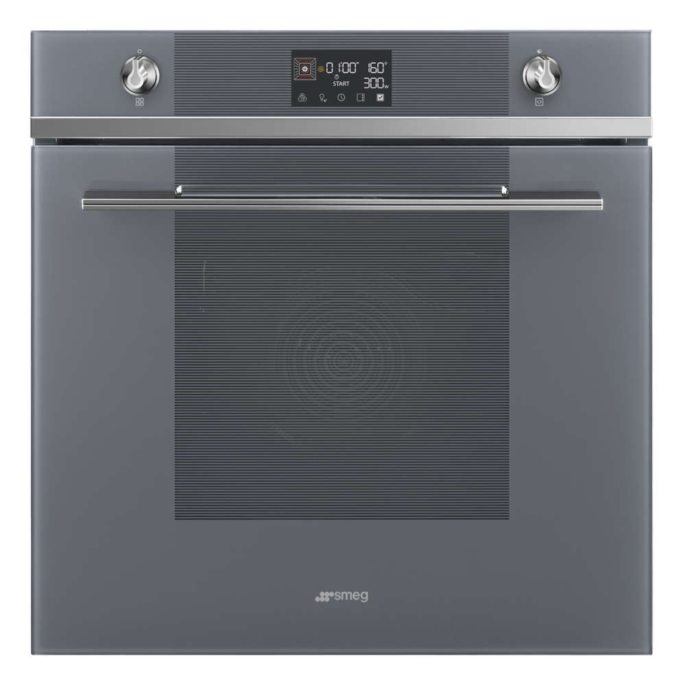 SMEG KOMBINÁLT MIKROHULLÁMÚ SÜTŐ,Linea design, 11+1 funkció, LCD kijelző, ezüstszürke üveg