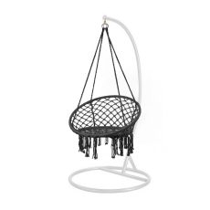 Cardenas függőfotel állvánnyal fekete-fehér - WST-01-Black_SW-007-STWH