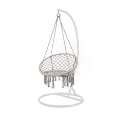 Cardenas függőfotel állvánnyal szürke-fehér - WST-01-Grey_SW-007-STWH