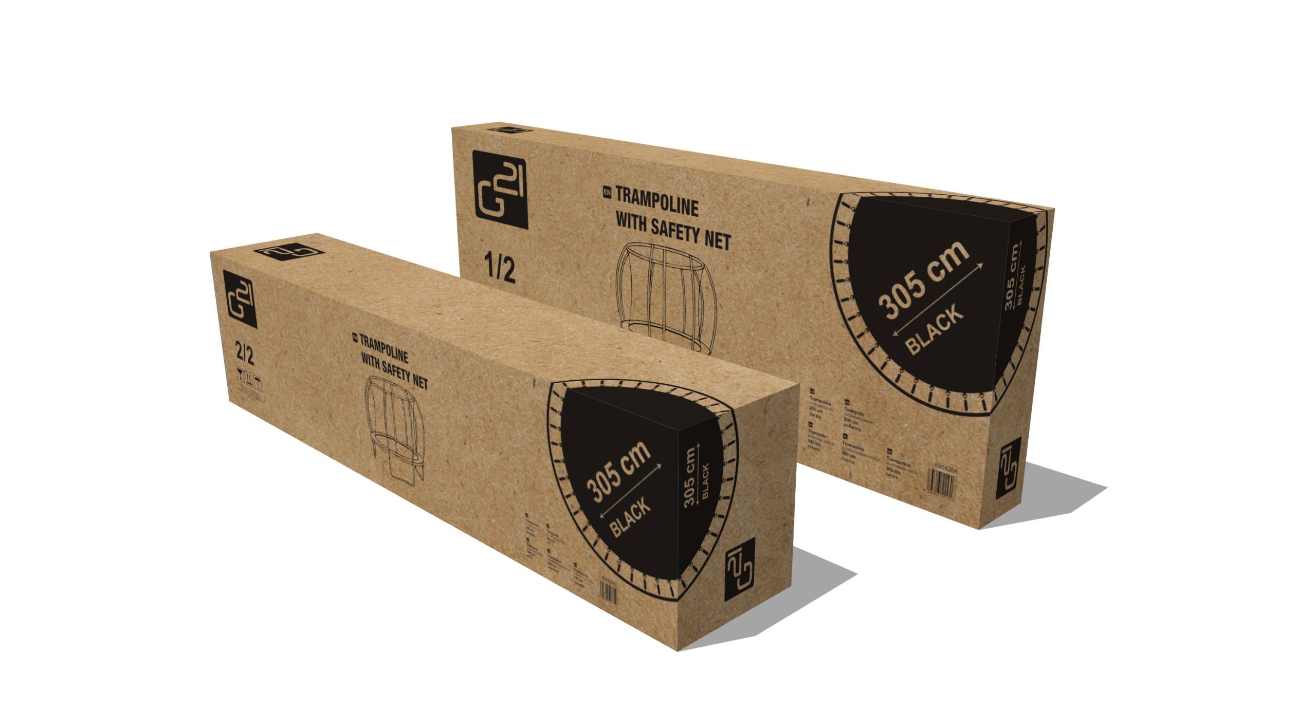 G21 SpaceJump trambulin védőhalóval, 366 cm, ajándék létrával, fekete színben - Image 10