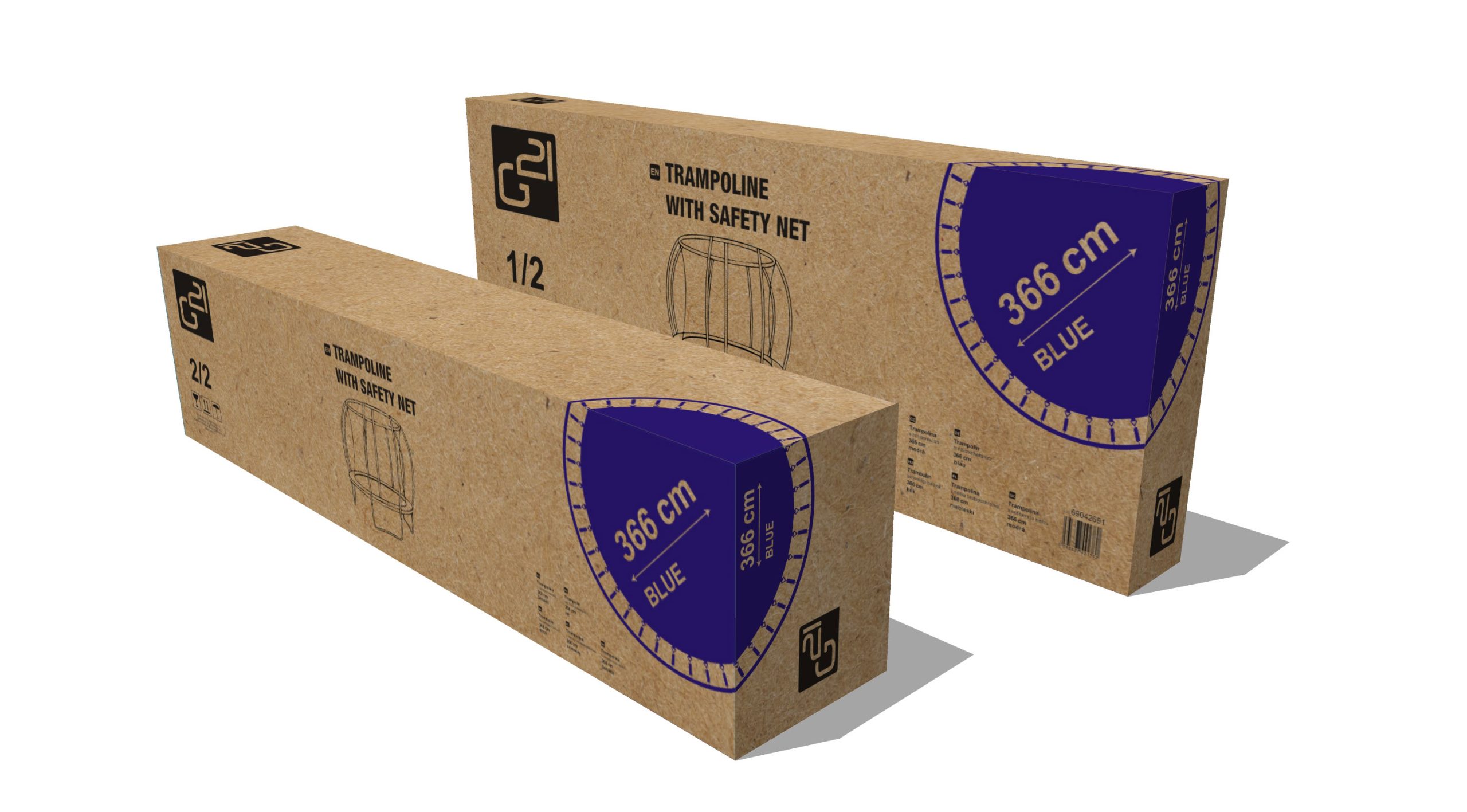 G21 SpaceJump trambulin védőhalóval, 366 cm, ajándék létrával, kék színben - Image 10