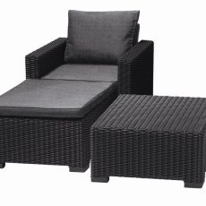 Kerti bútorok Keter terített asztal + fotel + California grafit