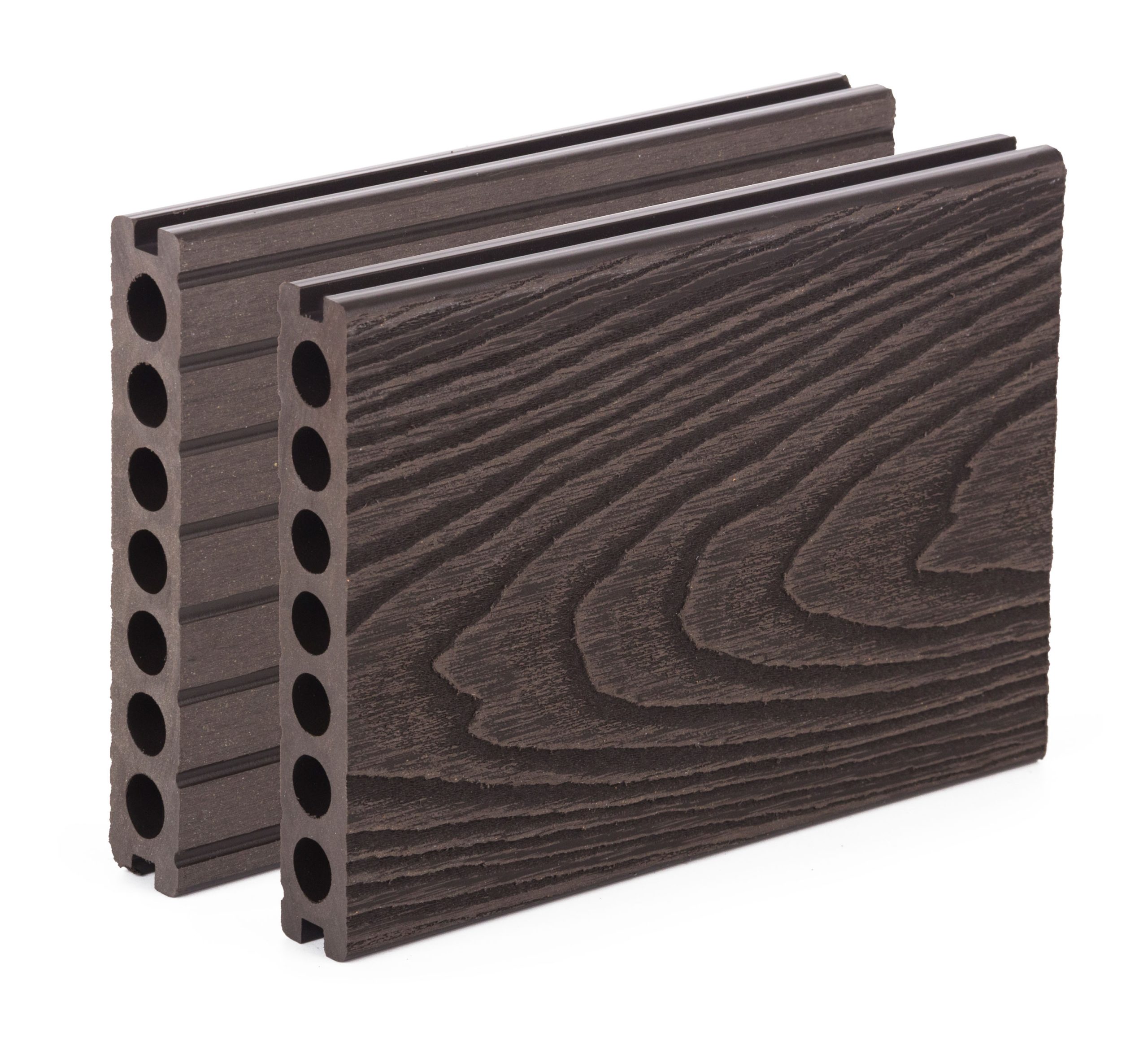 G21 kütléri burkolólap 2,5 x 14,8 x 300 cm, Dark Wood, kerek lyukakkal, WPC - Image 3