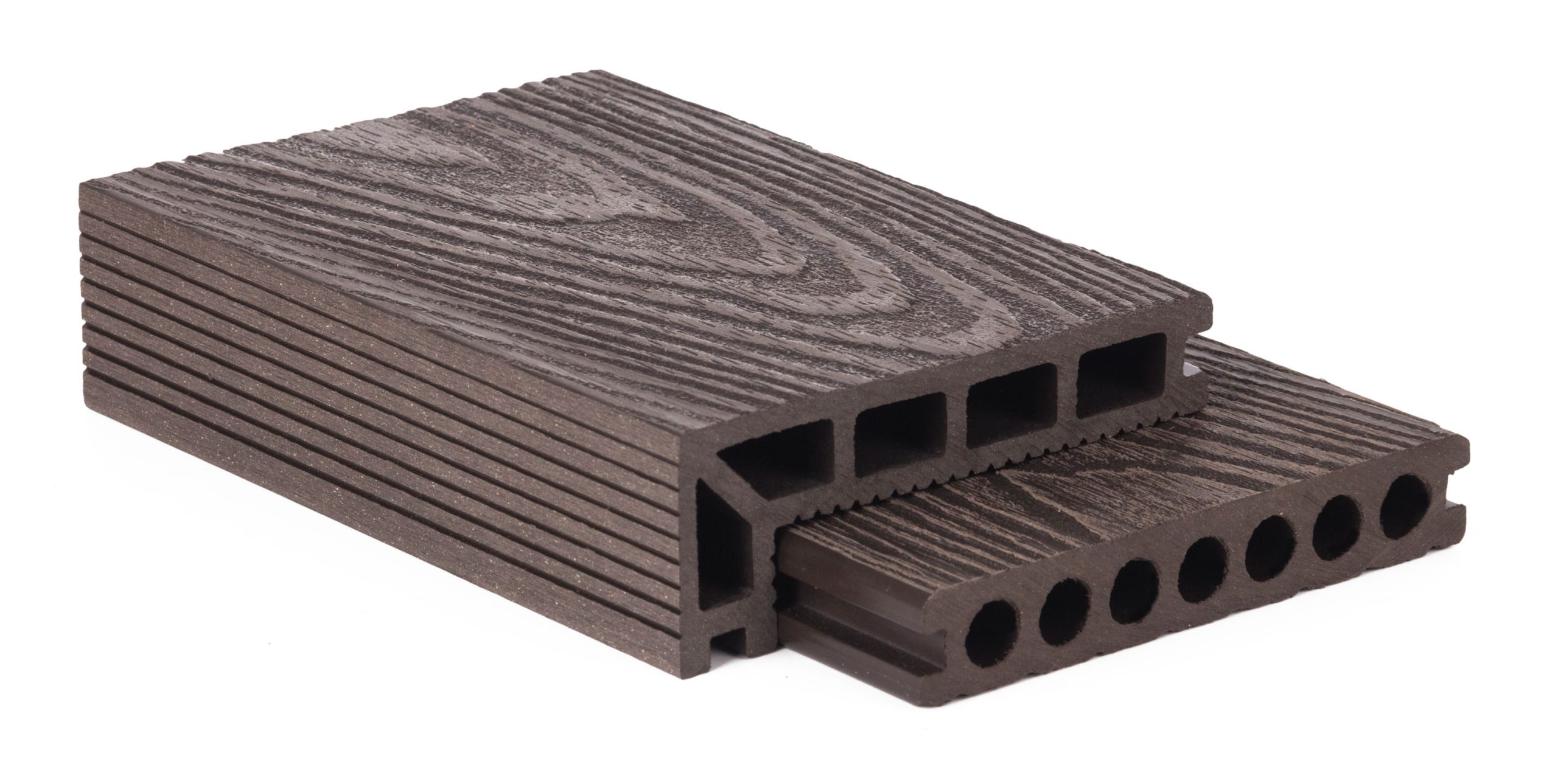 G21 kütléri burkolólap 2,5 x 14,8 x 300 cm, Dark Wood, kerek lyukakkal, WPC - Image 6