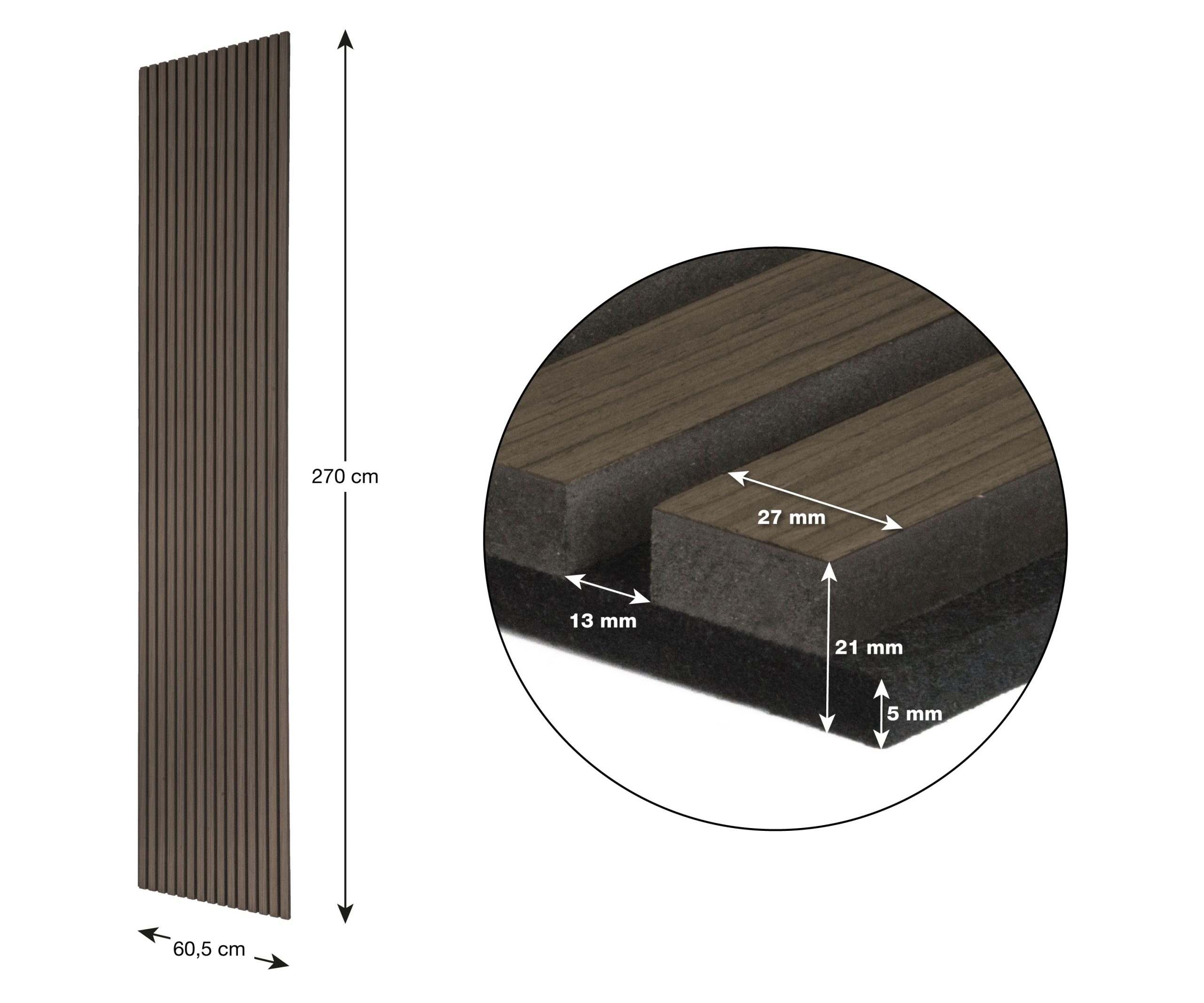 G21 akusztikus panel 270x60,5x2,1 cm, sötét diófa - Image 9