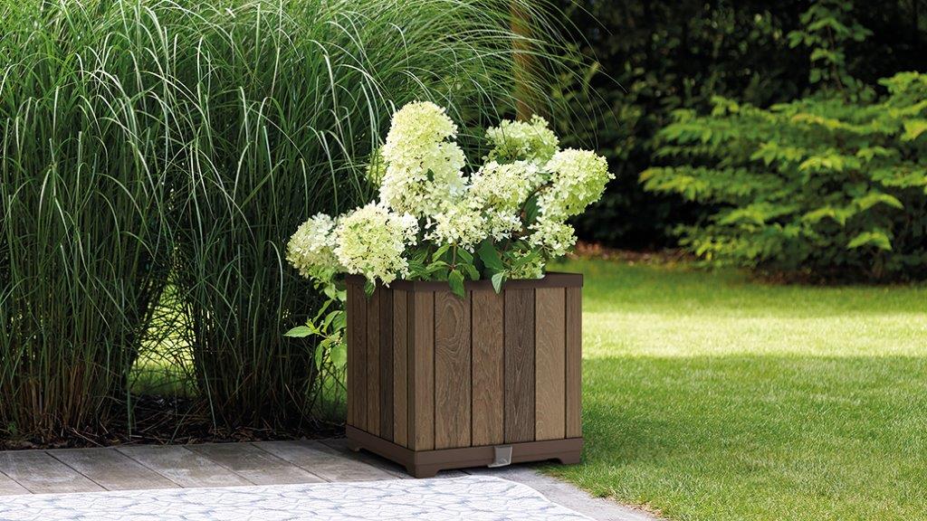 Keter Deco négyzet alakú virágcserép, diófa - Image 2