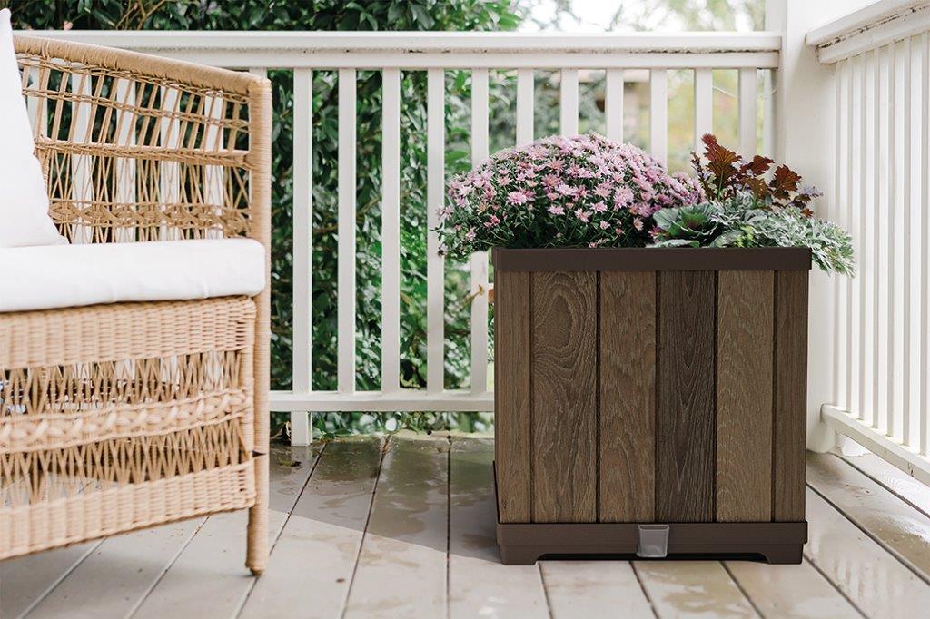 Keter Deco négyzet alakú virágcserép, diófa - Image 3