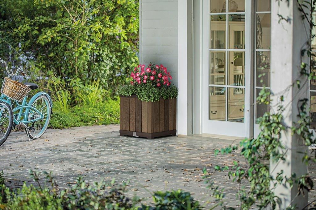 Keter Deco négyzet alakú virágcserép, diófa - Image 4