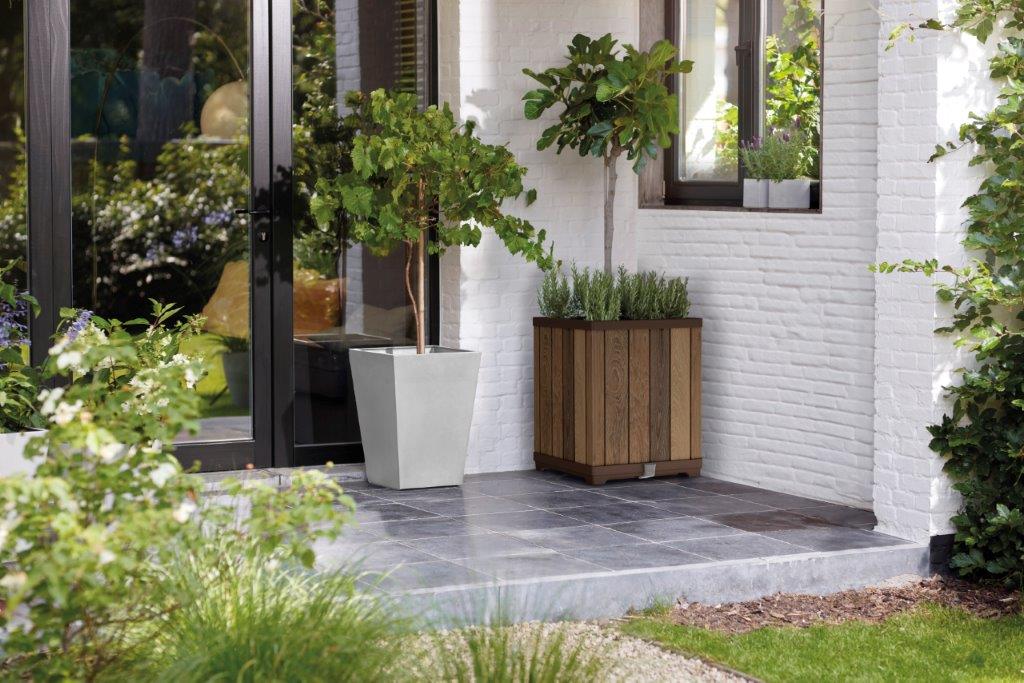 Keter Deco Square Magas virágcserép, diófa - Image 2