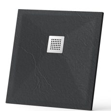 N-Smart Nilla antracite szögletes műmárvány zuhanytálca 90 x 90 x 2,5 cm - NW-ZT-T099FG-G