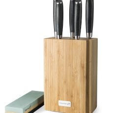 G21 Damascus késszett (5 db) bambusztartóval + ajándék csiszolókővel