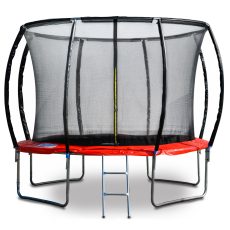 G21 SpaceJump trambulin védőhalóval, 305 cm, ajándék létrával, piros színben