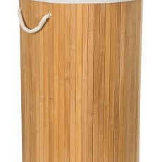 G21 szennyeskosár 55 l, bambusz kerek fehér kosárral