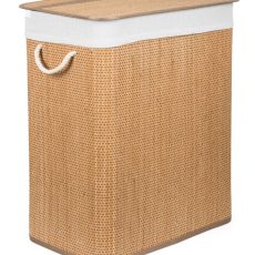 G21 bambusz szennyeskosár,105 l kapacitású, fehér betéttel, elválasztó elemekkel