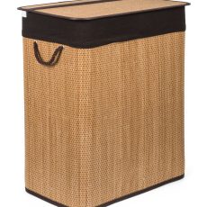 G21 bambusz szennyeskosár,105 l kapacitású, barna betéttel, elválasztó elemekkel
