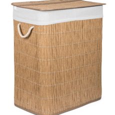 G21-es 105 literes szennyeskosár elválasztókkal, rattan utánzat, fehér betéttel